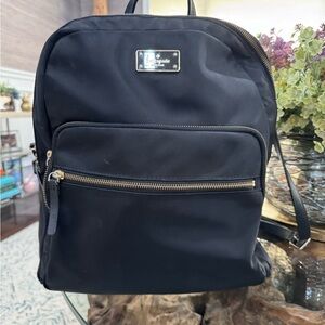 kate spade Black Nylon Zip-Front Backpack with Gold Hardware